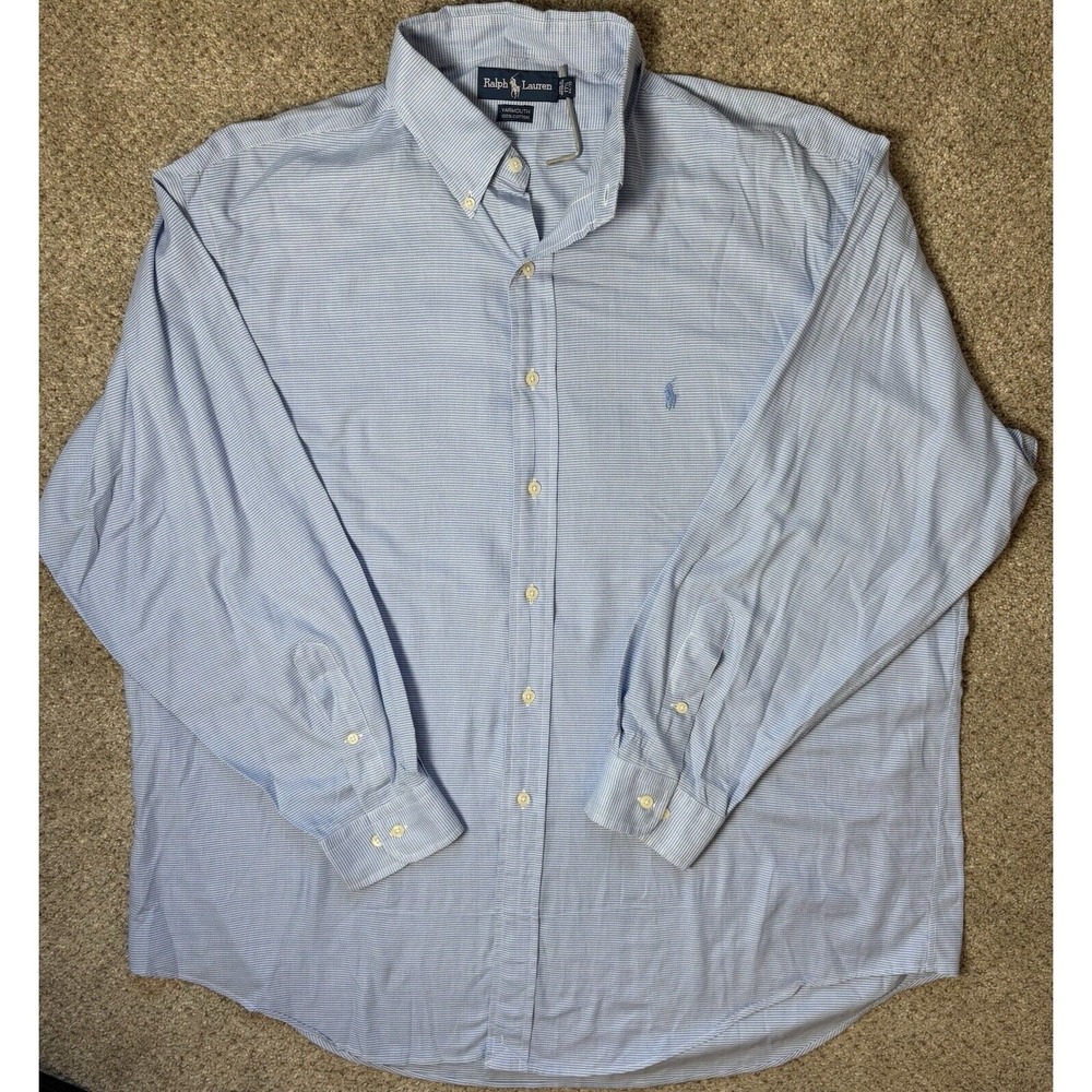 Polo Ralph Lauren Men's Button Up Shirt Yarmouth 17.5 34/35 Houndstooth Blue - Picture 2 of 6